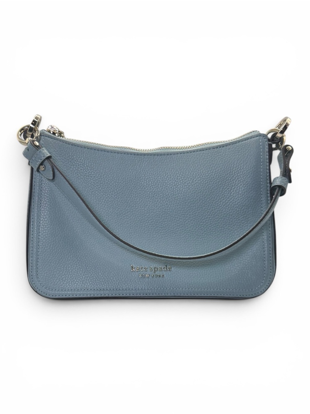 kate spade Pebbled Leather Shoulder Bag in Dusty Blue